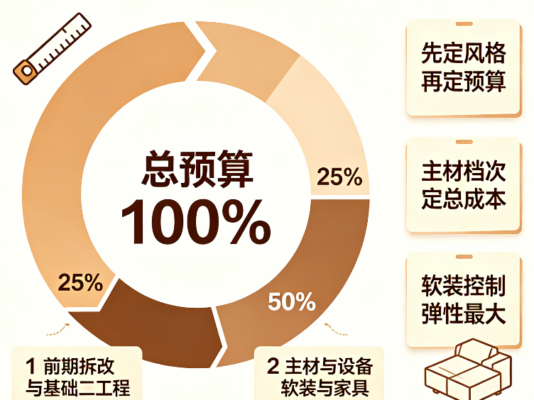2026年装修预算怎么控？专家建议预算分配比例1:2:1